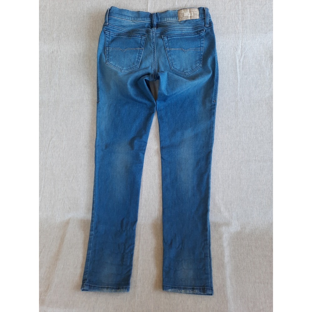 DIESEL Women 27X30 Getlegg  Slim-Skinny Distress Ripped Ankle Blue Jeans Pants